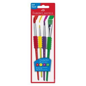 Pędzle Faber-Castell Okrągłe/Płaskie Fluo 4szt.