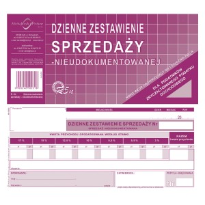 Druk 1/3 A4 Dzienne Zestawienie Sprzedaży Nieudokumentowanej MiP
