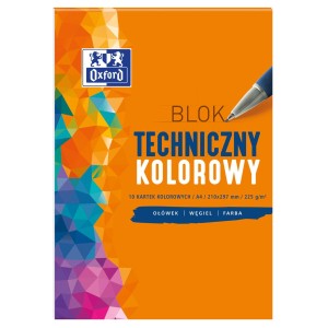Blok Techniczny Kolorowy A4/10 225g/m2 Oxford