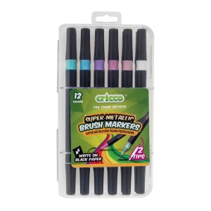 Flamastry Pędzlowe Metaliczne 12 kol. Cricco 
