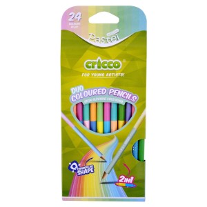 Kredki Ołówkowe Cricco 12/24 kol. Trójboczne Dwustronne Pastelo