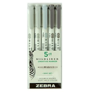 Zakreślacze Zestaw Gray Zebra Mildliner 5 kol
