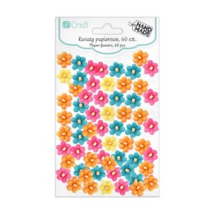 Ozdoba Papierowa Kwiatki DP Craft Nasycone 60szt.