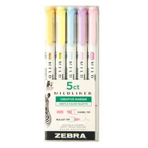 Zakreślacze Zestaw Gentle Zebra Mildliner 5 kol.