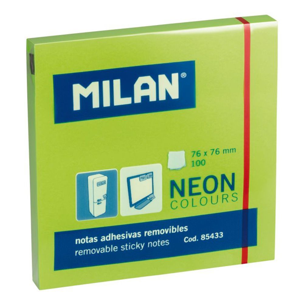85433 Karteczki samoprz. 76x76mm Milan Zielone a'100.jpg
