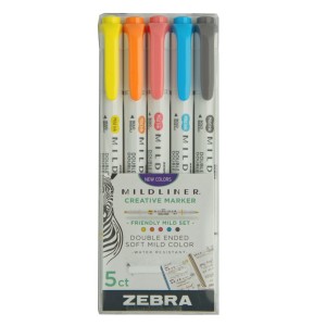 Zakreślacze Zestaw Friendly Zebra Mildliner 5 kol.