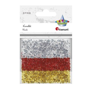 Koraliki Titanum Czerwony Złoty Srebrny 3x15g