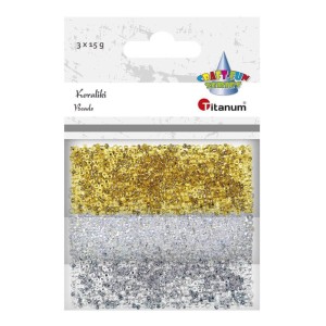 Koraliki Szklane Titanum Biały Złoty Srebrny 3x15g