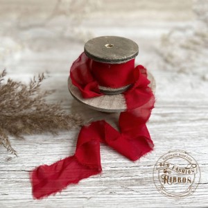 Wstążka Old Fashion Ribbon Szyfon Czerwony