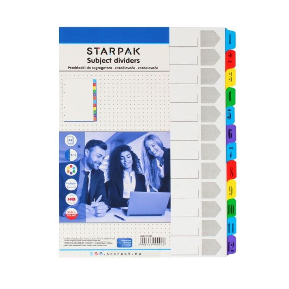 131565 Przekładki A4 Kartonowe 1-12 Starpak.jpg