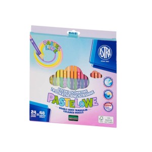 Kredki Ołówkowe Astra 24/48 kol. Dwustronne Trójboczne Pastelowe
