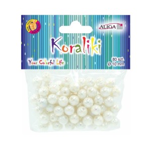 Koraliki Aliga 10 mm 80szt. Opalizujące