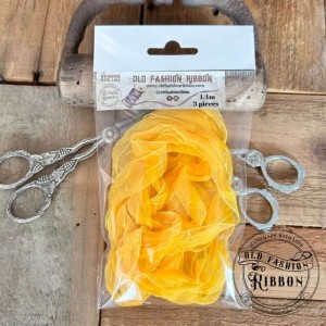 Wstążki Old Fashion Ribbon Mgiełka Dark Yellow 3 Sztuki