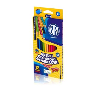 Kredki Akwarelowe Astra 12 kol. + Pędzel
