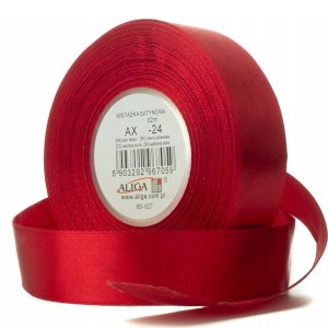 Wstążka Satynowa 12mmx32m Czerwona Aliga 