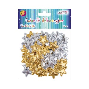 Ozdoba Materiałowa Aliga Gwiazdki Złote Srebrne 80szt.