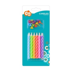 Świeczki Urodzinowe Spiralne GoDan 12szt. + Podstawki