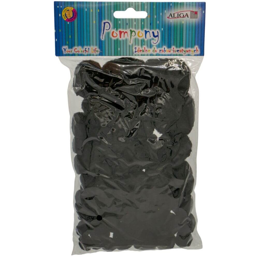 POM-090 Pomponiki Czarne Mix 80szt. Aliga.jpg