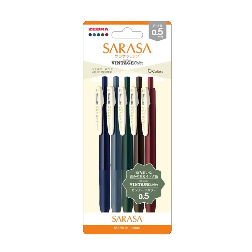 86761 Zestaw Długopisów żel. Zebra Sarasa Clip Vintage opakowanie foliowe.jpg