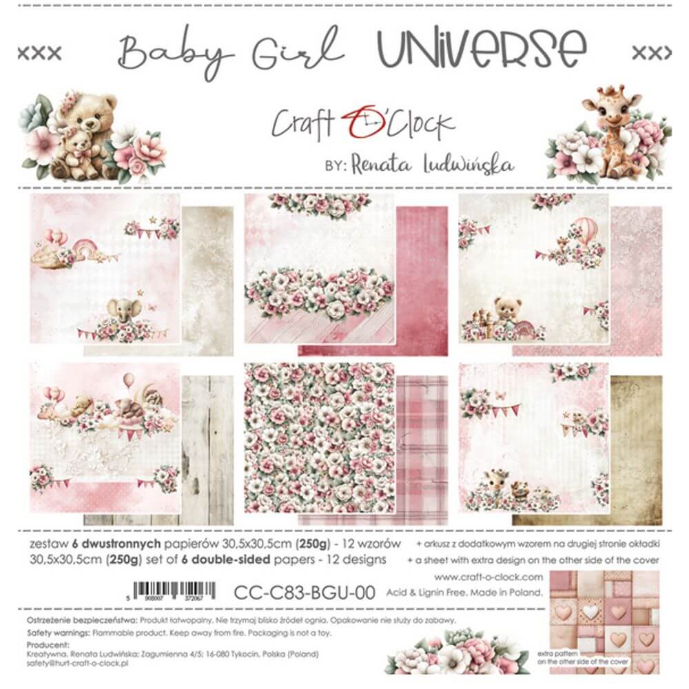 CC-C83-BGU-00 Zestaw Papierów 12x12 Craft O'Clock Baby Girl Universe.jpg