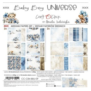 Zestaw Papierów Mix 8x8" Craft O'Clock Baby Boy Universe