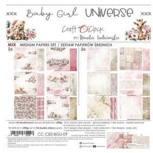 Zestaw Papierów Mix 8x8" Craft O'Clock Baby Girl Universe