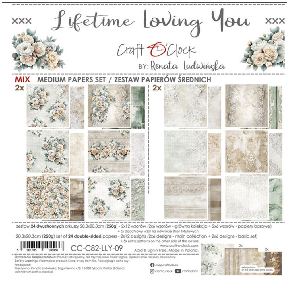 CC-C82-LLY-09 Zestaw Papierów Mix 8x8 Craft O'Clock Lifetime Loving you.jpg