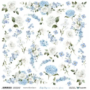 Papier 12x12" ScrapAndMe Lovely Day In Blue Flowers Wycinanka